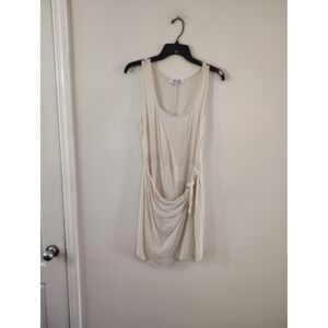 Mimi Chica‎ Cream Metallic Pinstripe Draped Faux Wrap Mini Dress Womens Medium